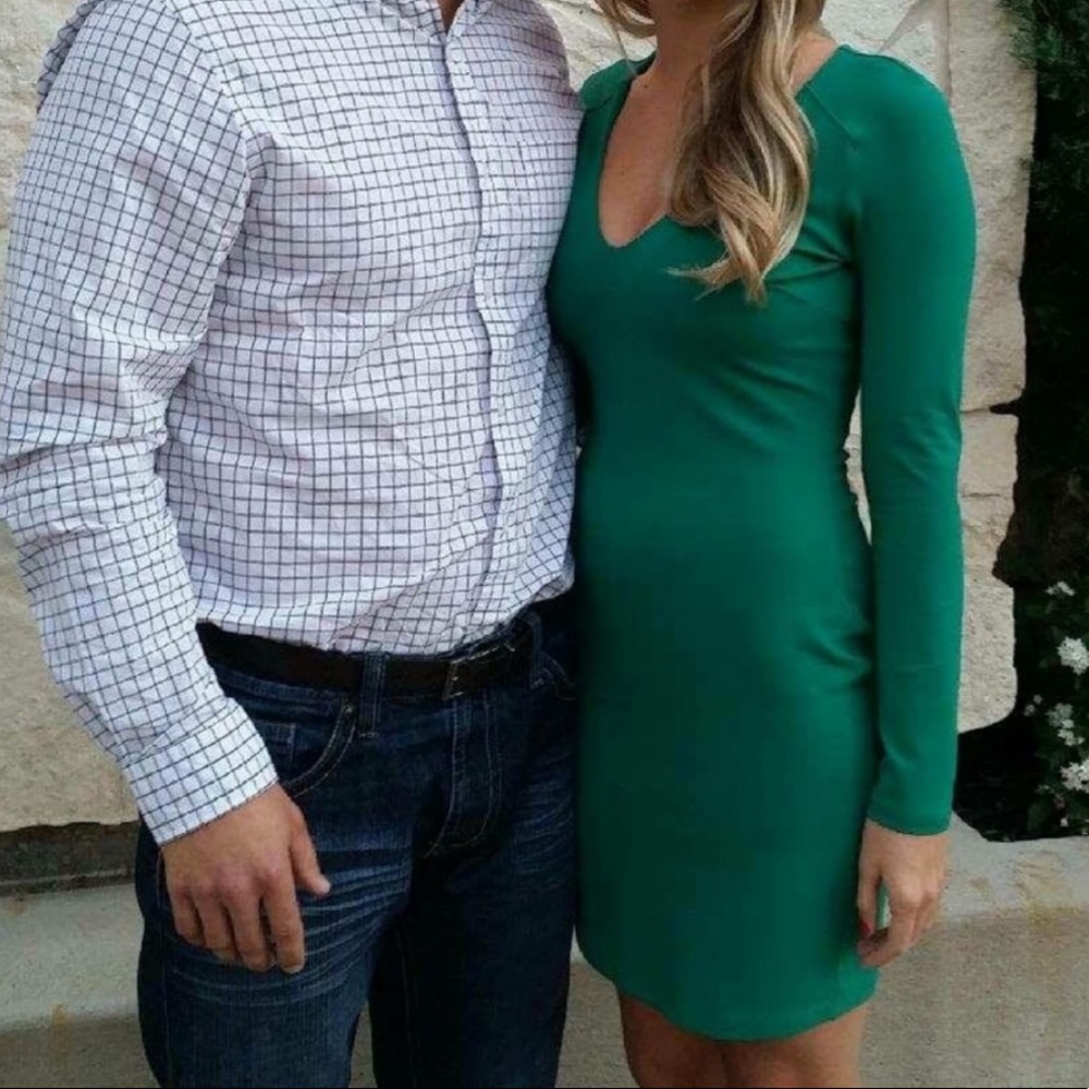 Bebe Emerald Green Long Sleeve Bodycon Dress